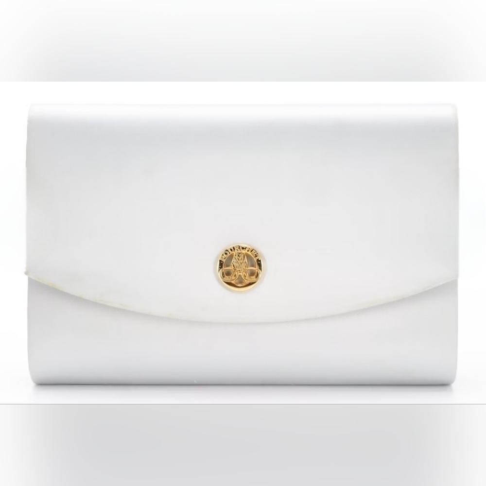 Maison Pourchet | Paris Convertible Vintage Evening Clutch Purse | Silver | Silk